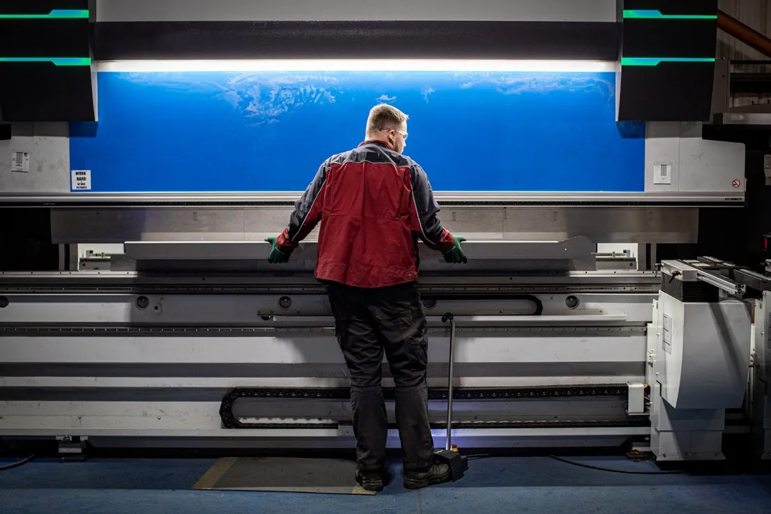 A worker at a production line